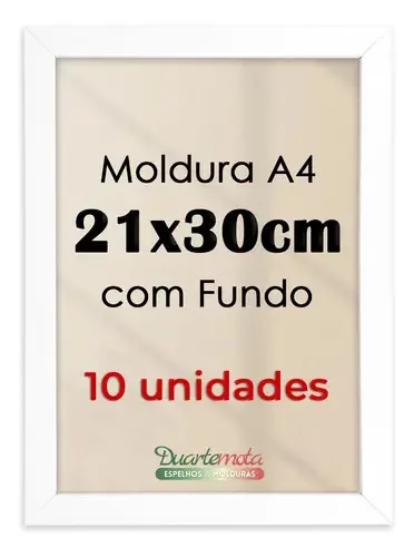 Kit 10 Molduras A4 21x30cm Com Fundo Para Quadros Decorativo Cor Branco