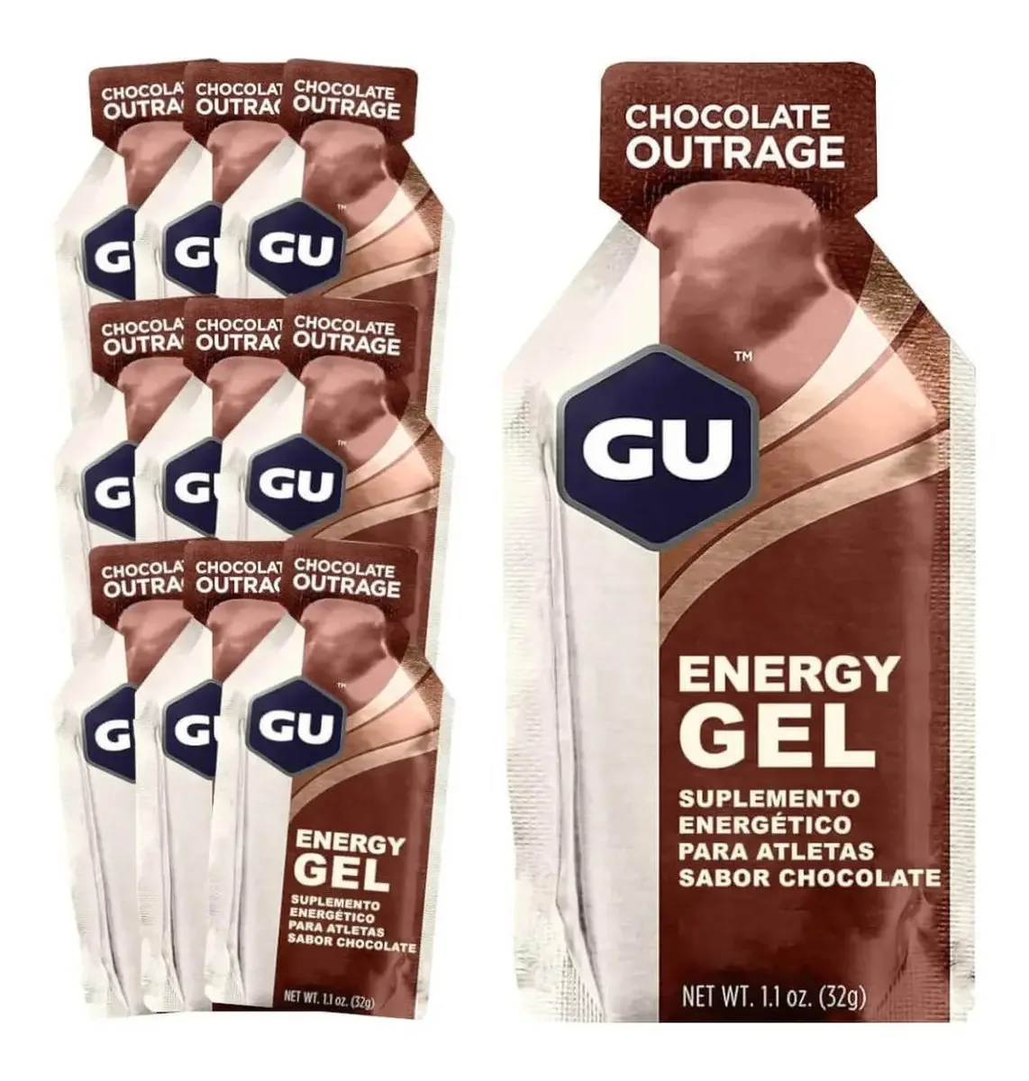 Gel Gu Energy - Kit Com 8 Sachês Os Sabores - Carbup Sabor Chocolate