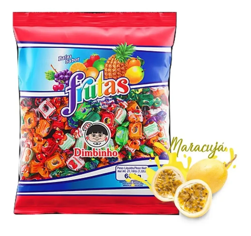 Bala Mastigável Maracujá 600g - Dimbinho