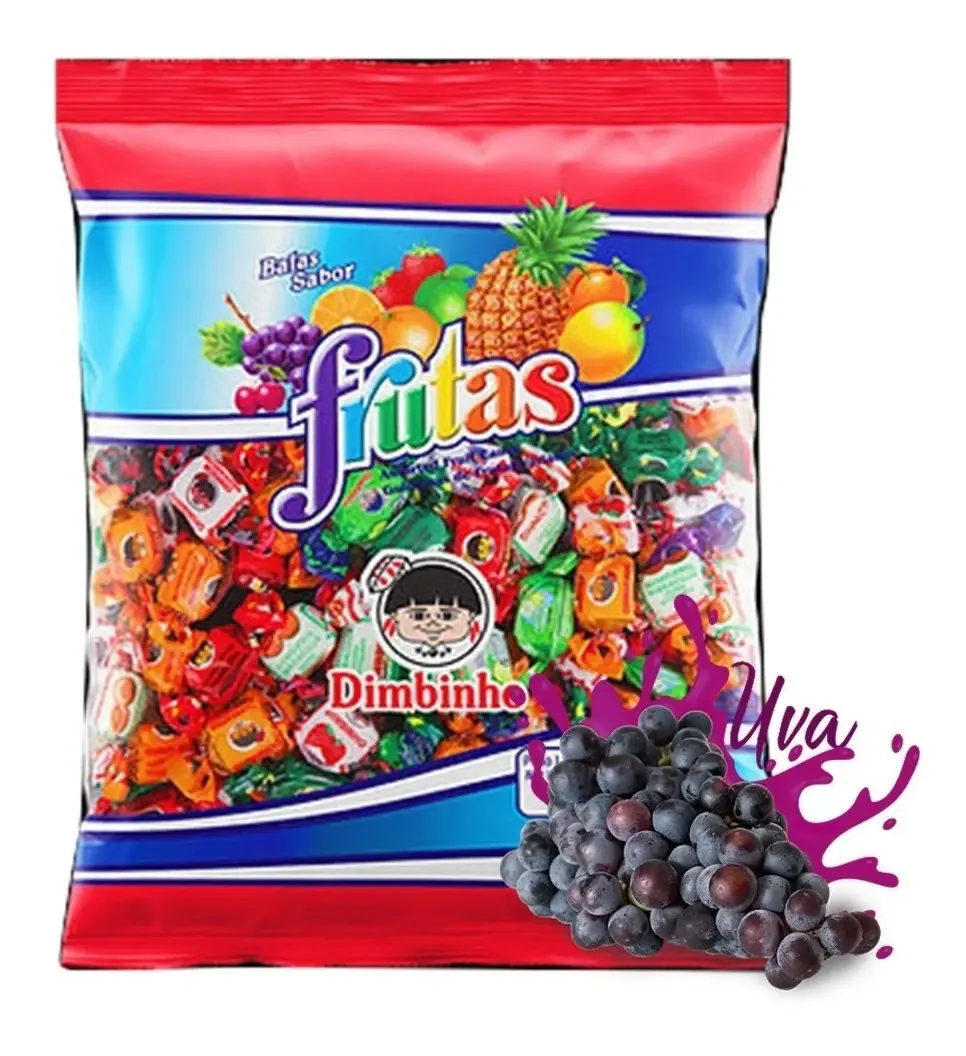 Bala Mastigável Uva 600g - Dimbinho
