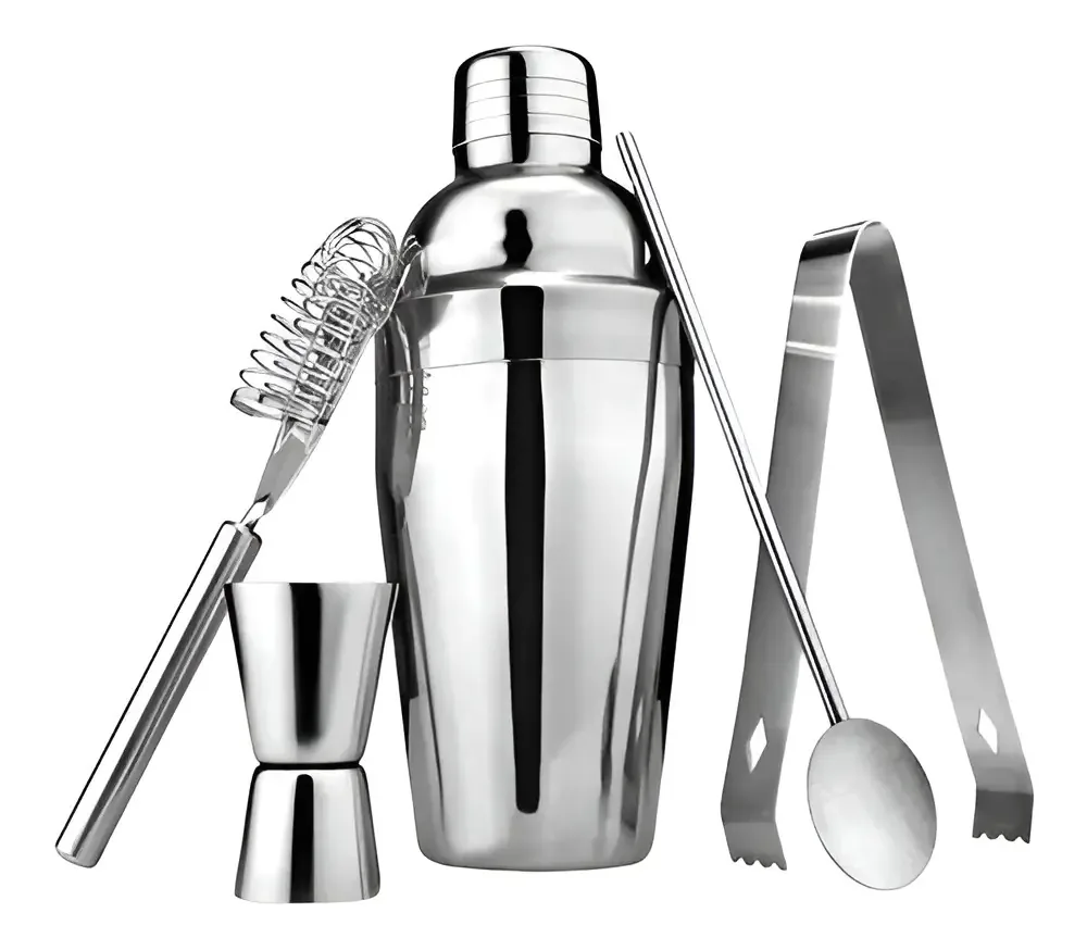 Coqueteleira Profissional Aço Inox 550ml Completa 5 Peças