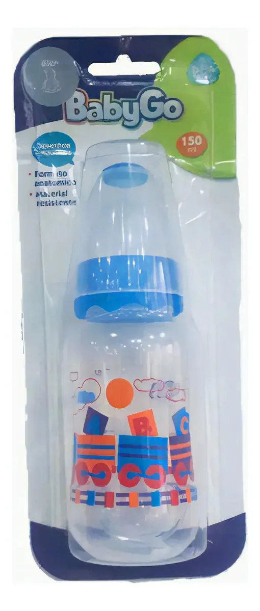 Kit 02 Mamadeiras Trenzinho Azul 150 E 240ml Baby Go