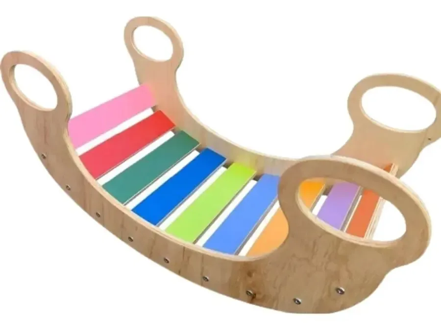 Balanço Gangorra Infantil Em U Pikler Colorida Madeira Naval