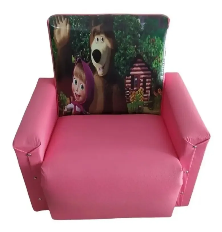 Mini Puff Sofa Kids Infantil Ate 5 Anos Cor Masha e O Urso