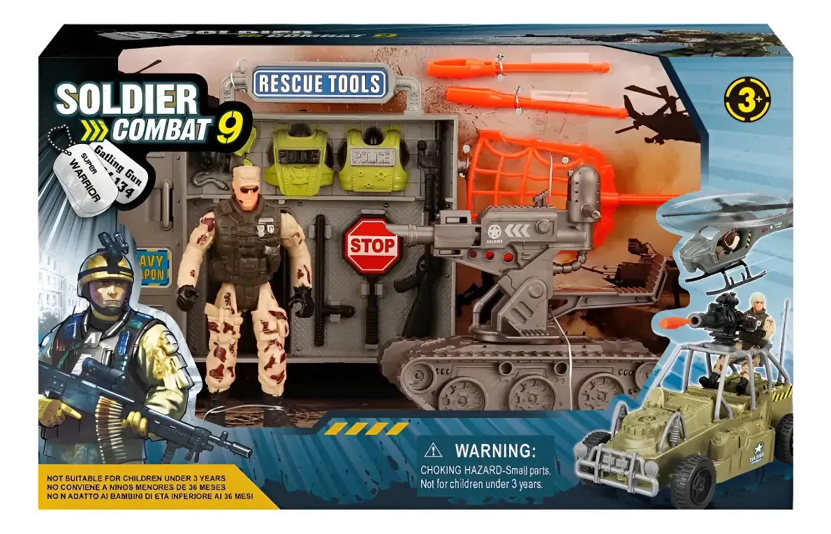 Conjunto Soldier Combat 9 Grey Soldier com acessórios