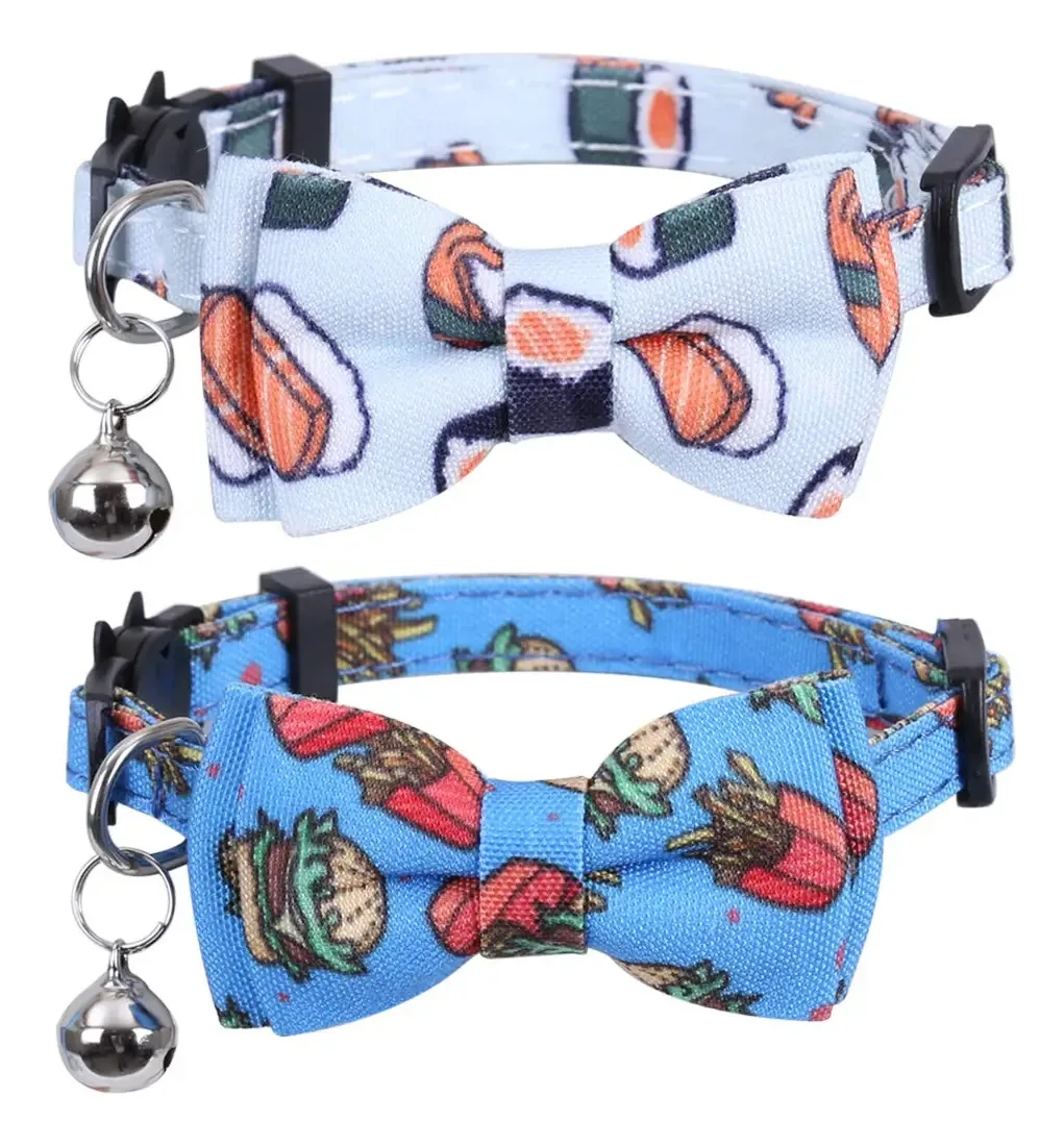 Conjunto Lamphyface de 2 coleiras para gatos com gravata de macaco e