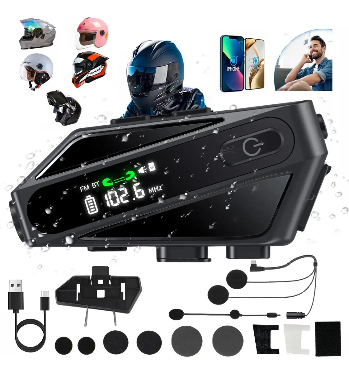 Intercomunicador Moto Bluetooth Capacete 520m IPX6