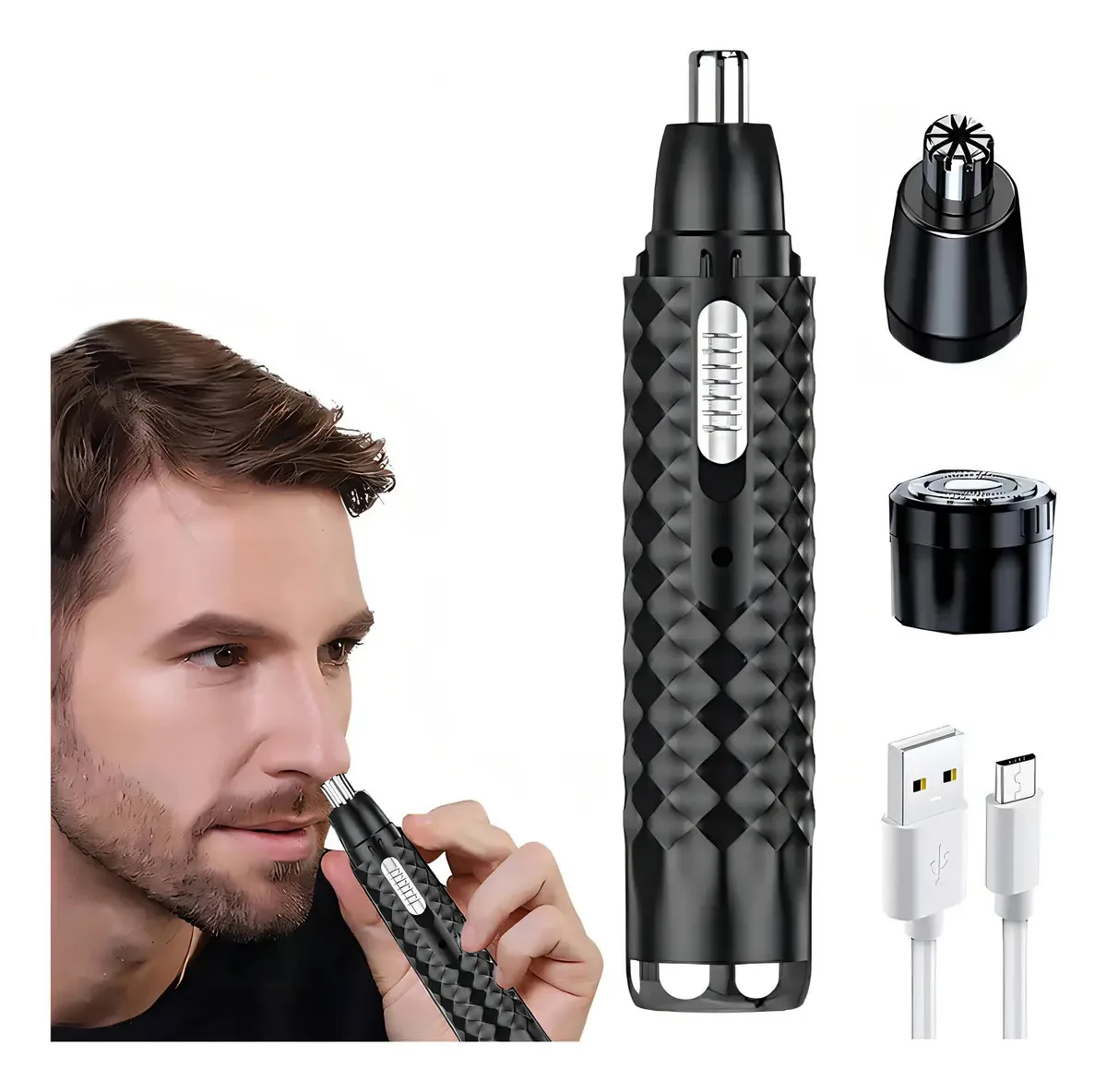 Barbeador elétrico Waikil 2 em 1 para homens, barbeador USB recarregável, barbeador lavável para rosto, nariz, orelhas e corpo