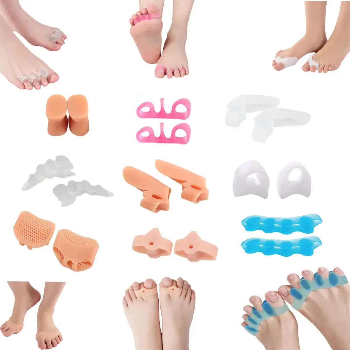 Waikil T20249-18p 18 unidades de corretores de dedos Valgus Yellow Bunion