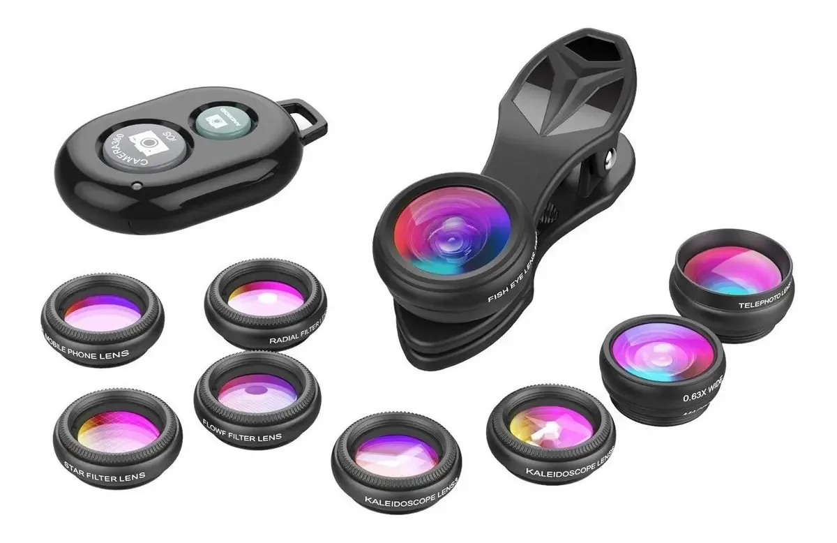 Kit de 10 lentes para celulares iPhone e Android (XMP)