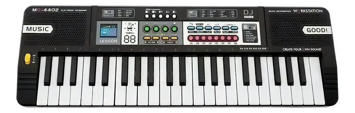 Piano para crianças ou teclado musical eletrônico, microfone preto