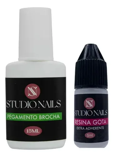 Cola para pincel, cola em gotas, unhas. Estúdio Nails