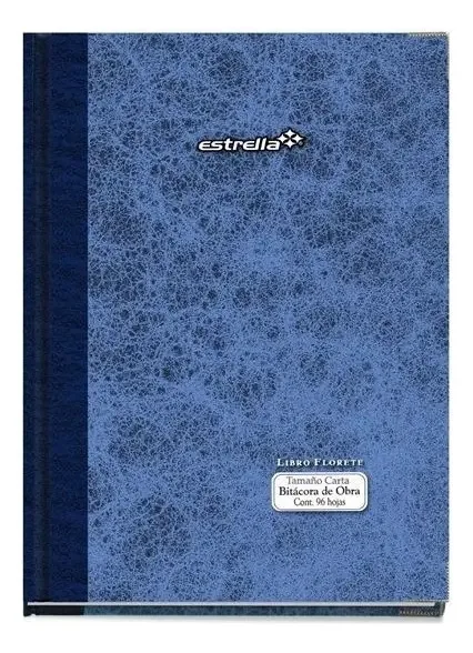 Livro Florete Diário de Obras 96 Folhas Tamanho Carta Cor Azul