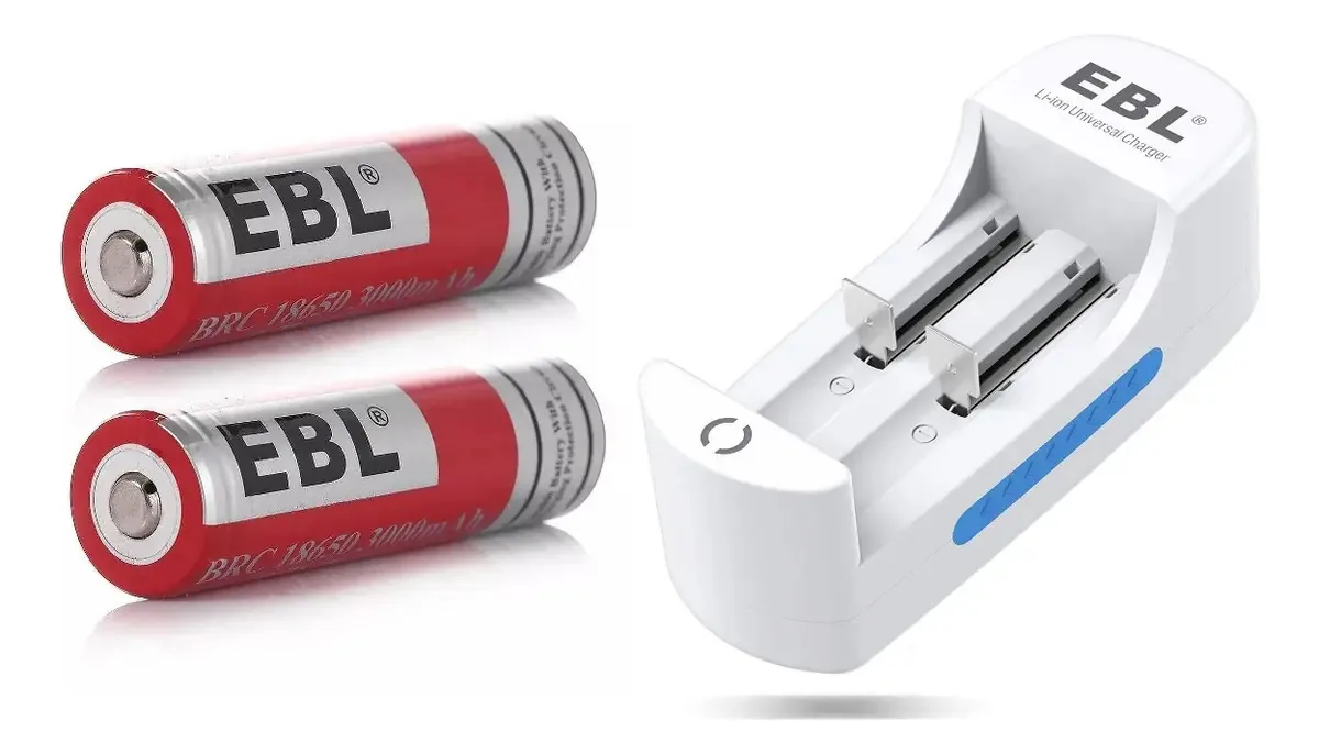 Carregador Ebl + 2 baterias 18650 recarregáveis 3.7v 3000mah