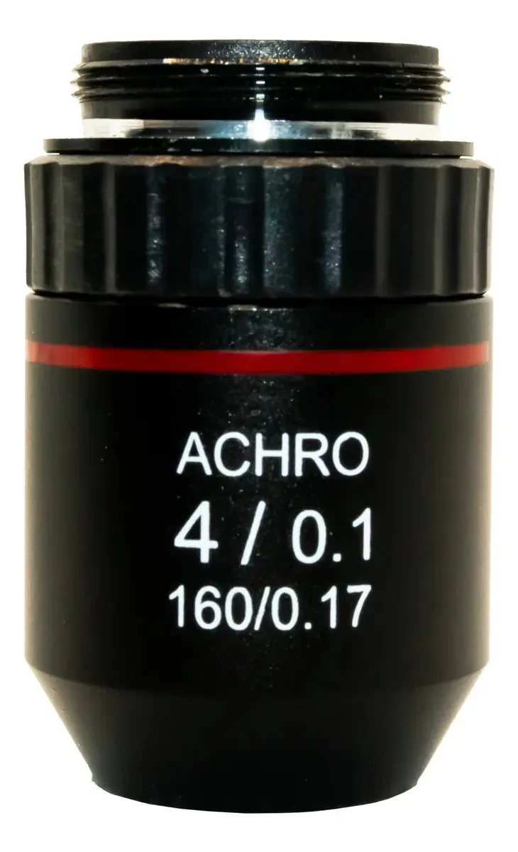 Lente Objetiva Acromatica 4x Para Microscopios Biologicos Cor Preto