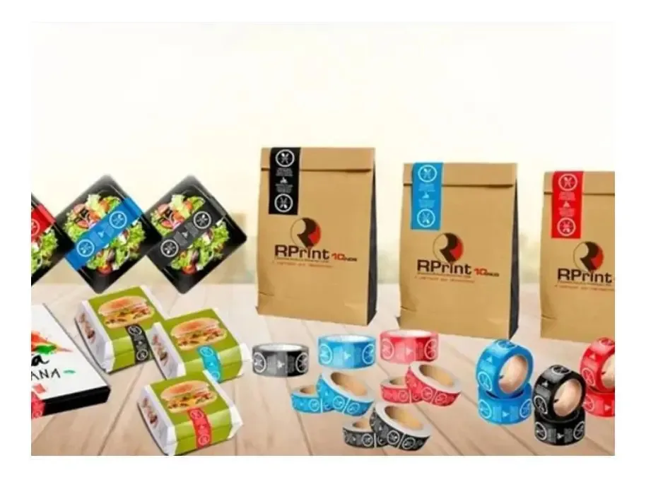 Rolo 5000 Etiquetas Adesivas Delivery Alimentos Vermelha