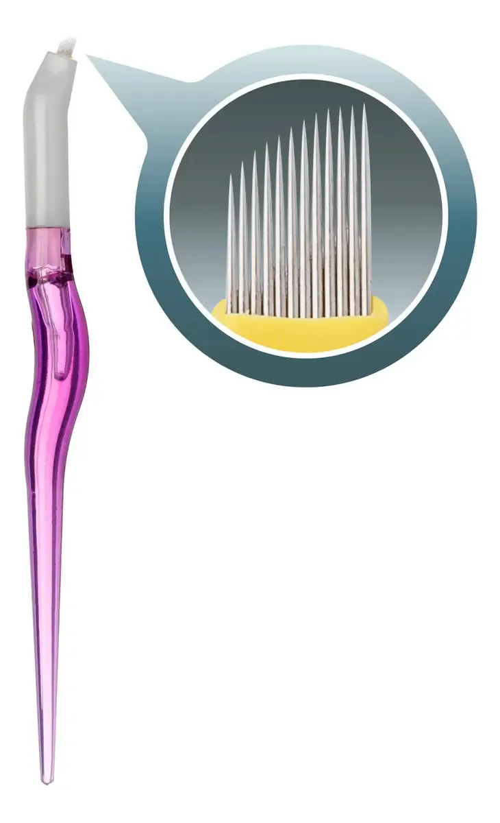5 Unidades Caneta Tebori Anvisa Lâmina Microblading Nano Fio 12 Pontas Chanfrada