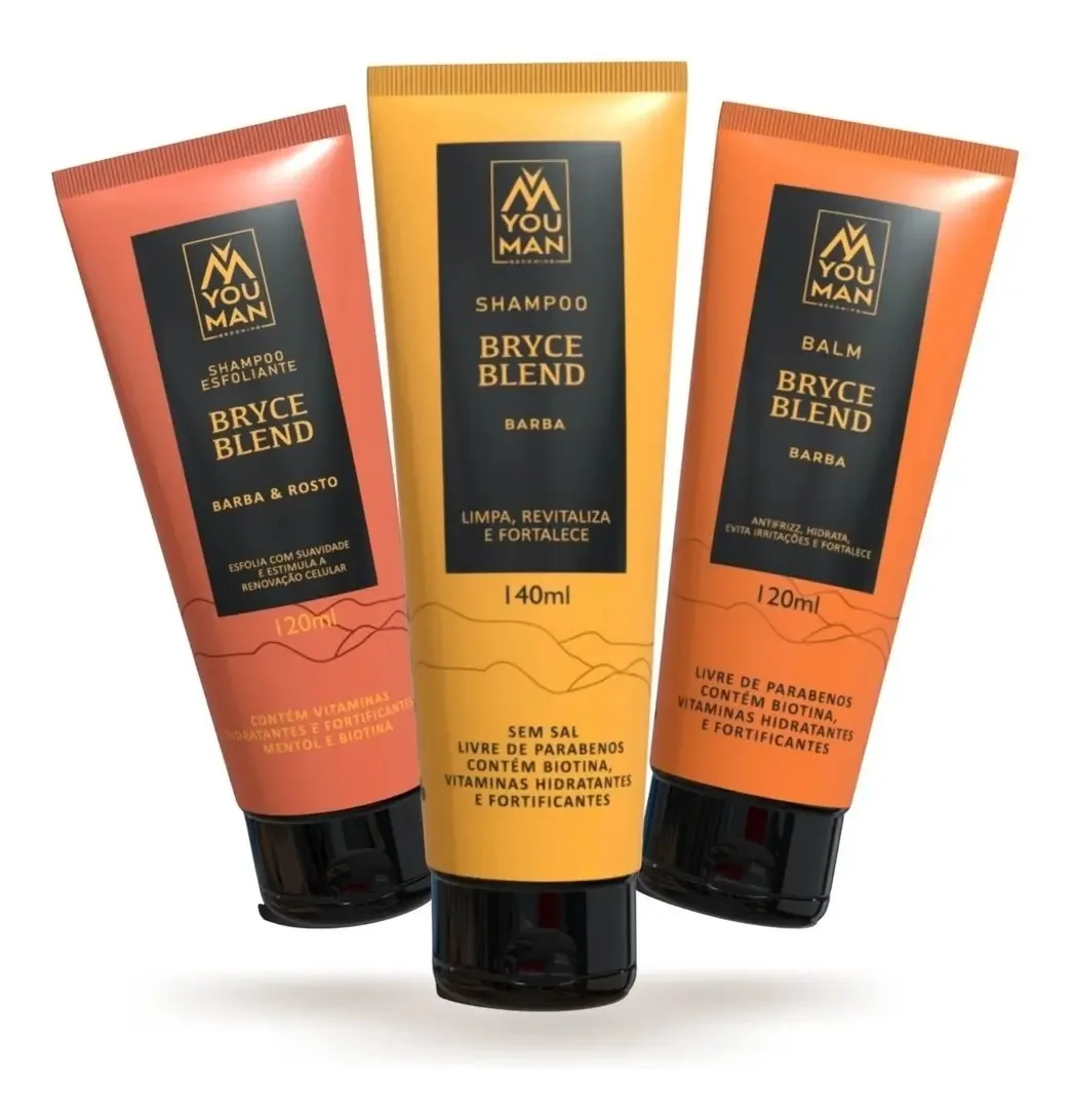 Kit Fortificante P/barba: Shampoo, Esfoliante, Balm You Man