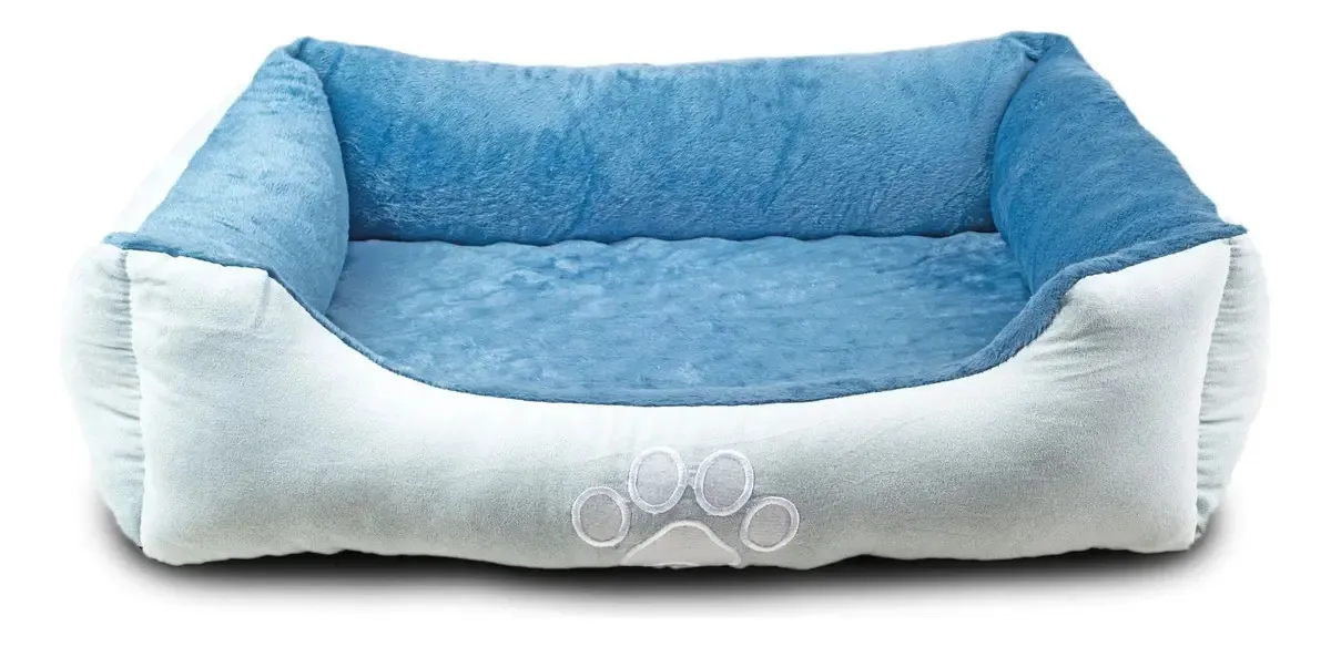 Happycare Textiles - Cama longa retangular para cães para. Cor azul com inserção ortopédica
