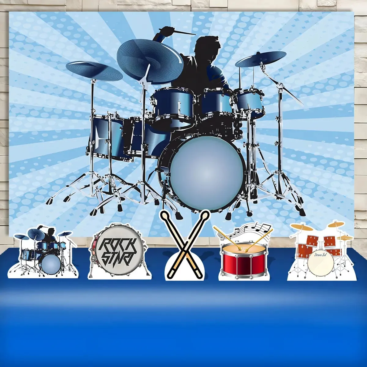 Festa Aniversário Bateria Música Cenários Kit Prata