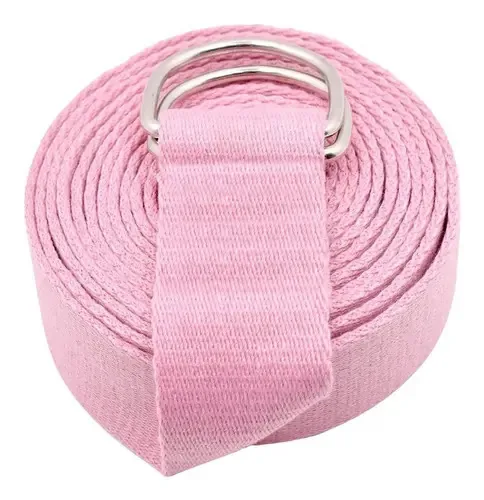 Alça elástica para ioga e pilates com fivela de ajuste rosa