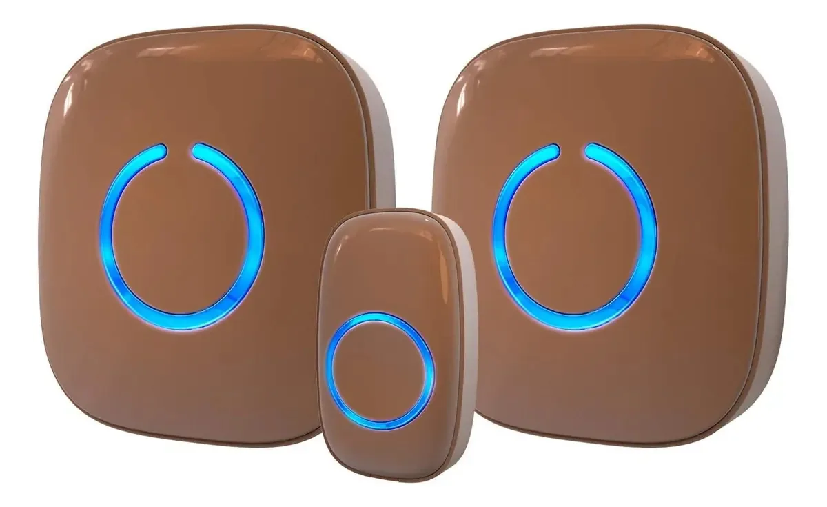 Kit de 2 receptores de campainha sem fio externos e externos, cor marrom claro,