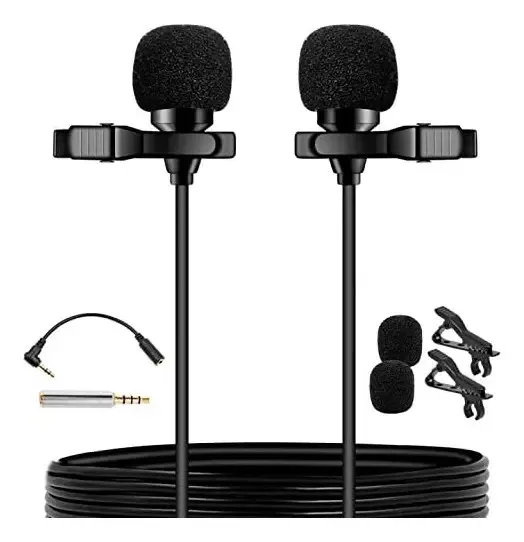 Microfone de lapela de cabeça dupla Pop Voice Premium de 16 pés