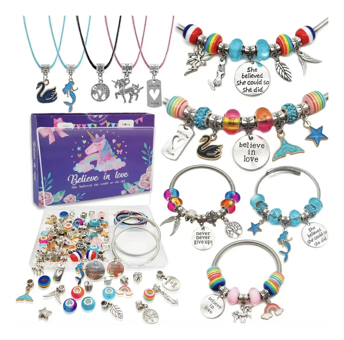 Conjunto de kits Armar Bracelets Charms Dijes Bijou Box