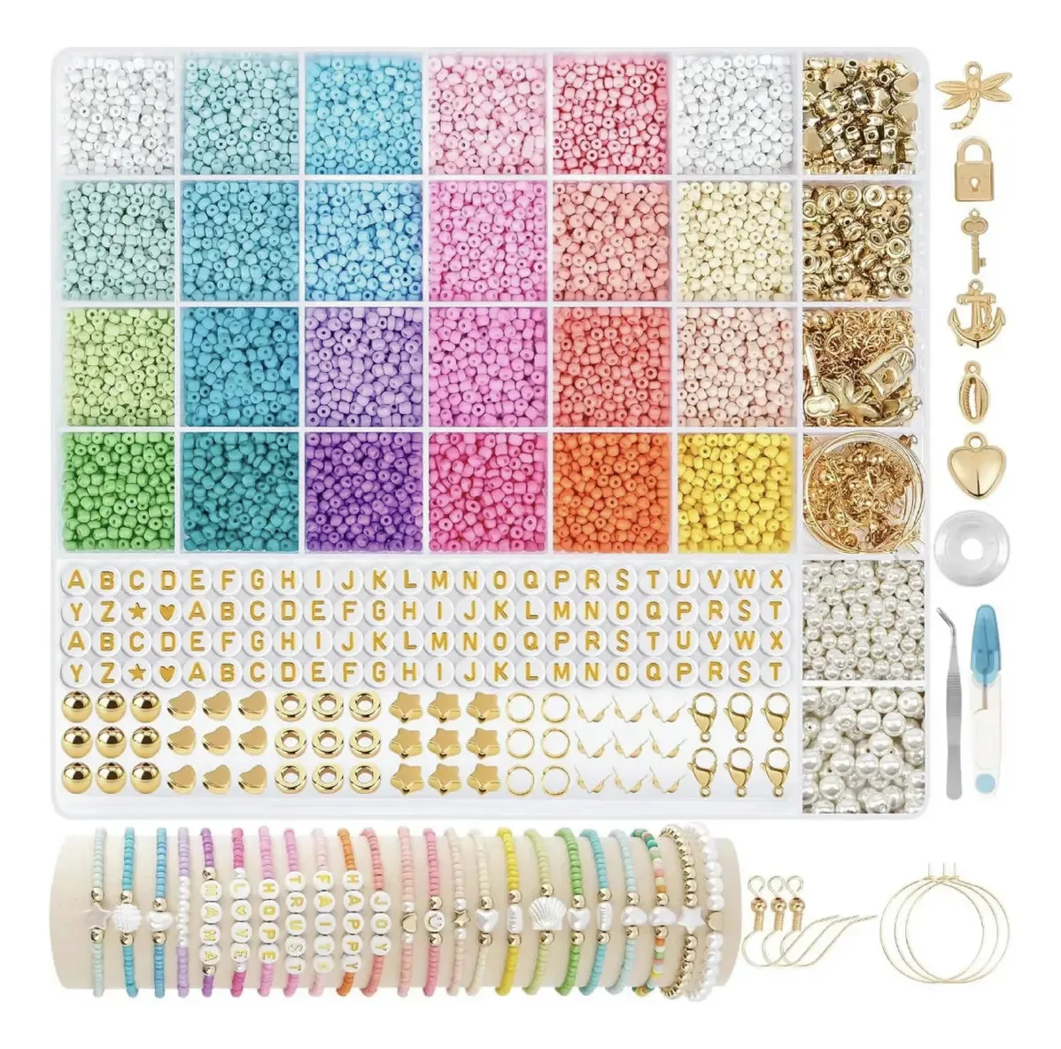 Conjunto de kits Armar Bracelets Mostacillas Full Letters Charms