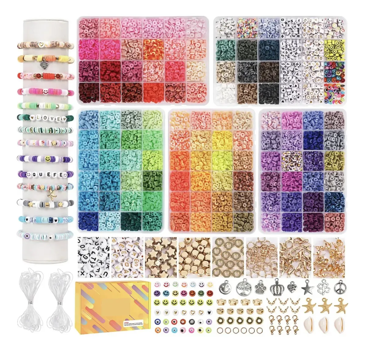 Conjunto de kits Armar Bracelets Complete Letters Charms Bijou