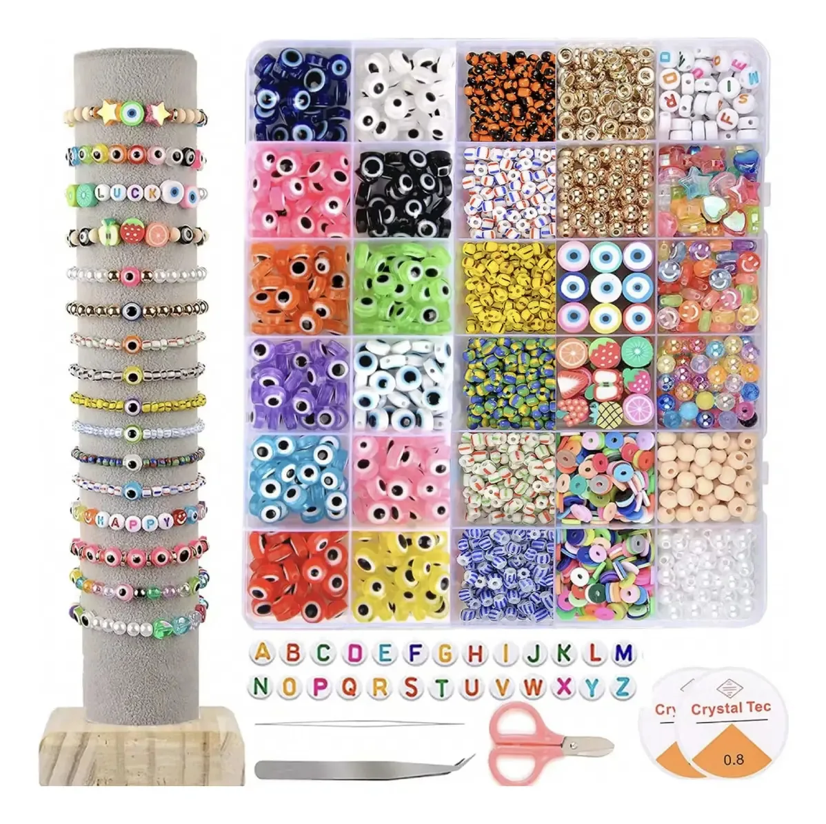 Conjunto de kits Armar Bracelets Mostacillas Letters Eye Charms Box