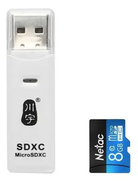 Kit de leitor de cartão de memória microSDHC Netac 8gb Classe 10 Color N/A