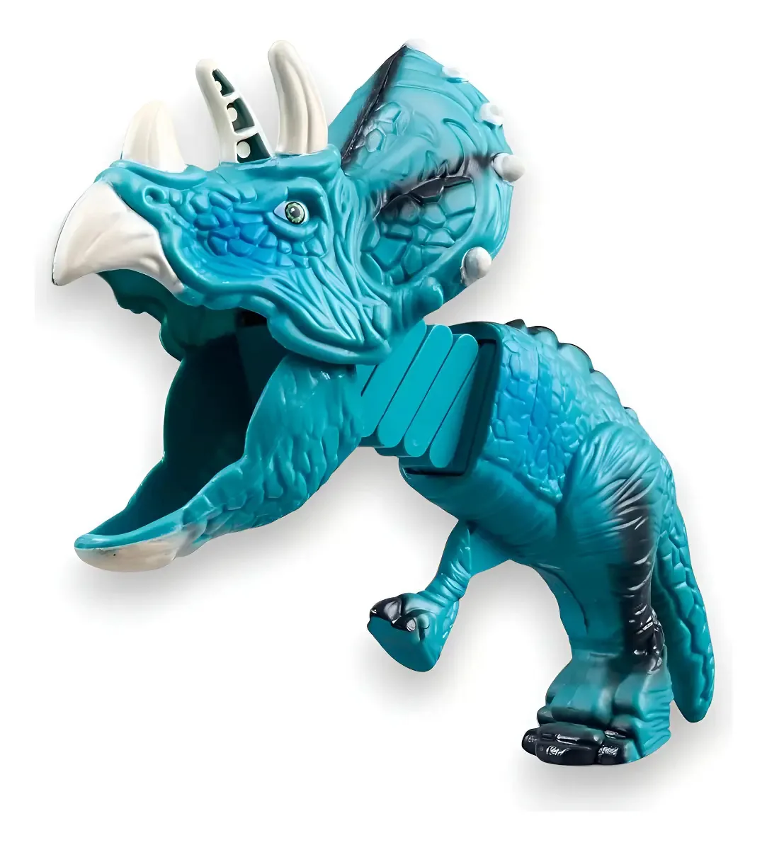 Brinquedo Mordida de Dinossauro Triceratops Azul para Pegadinhas