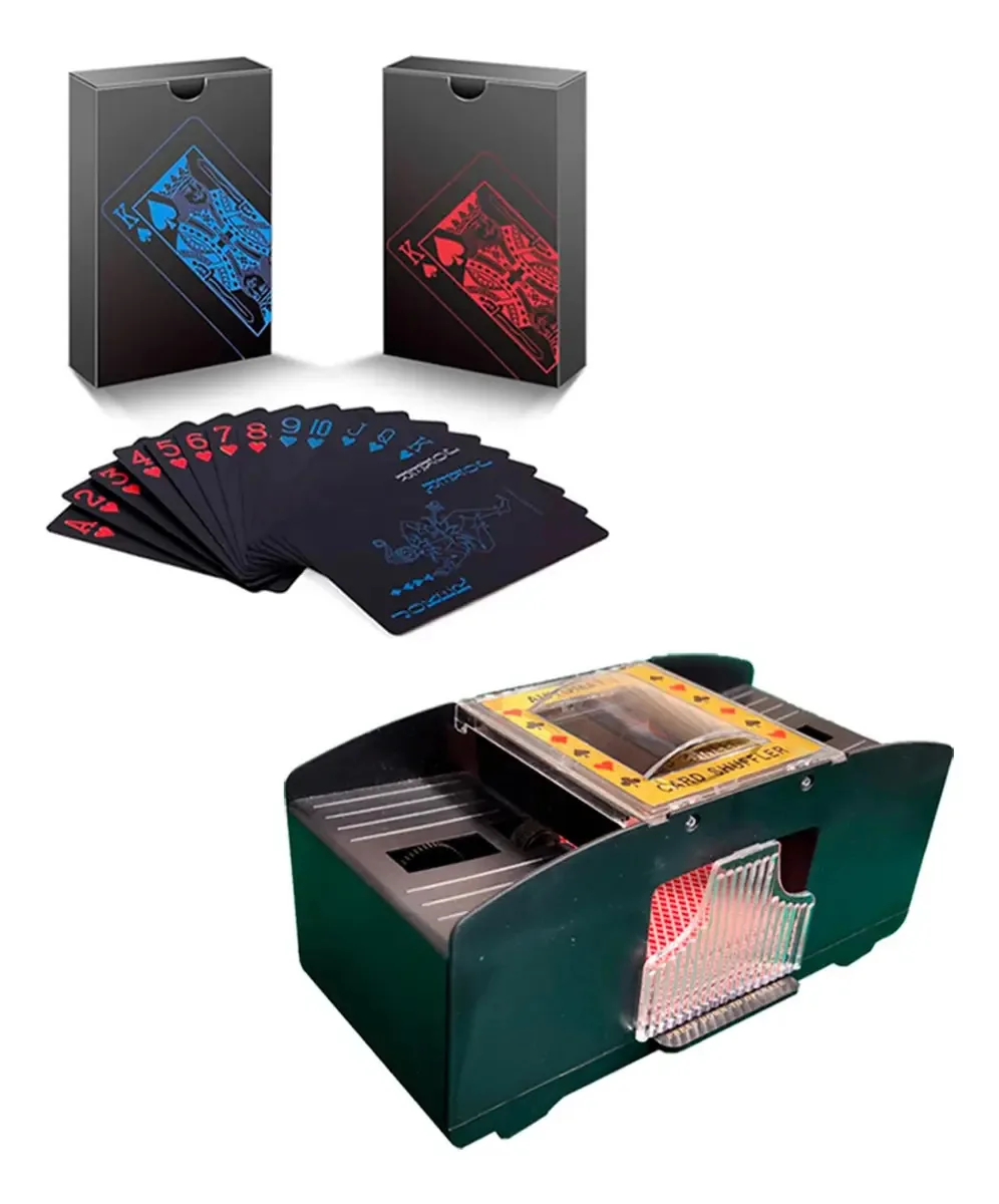 Conjunto De 2 Baralhos De Poker 100% Plástico Laváveis Com Baralhador