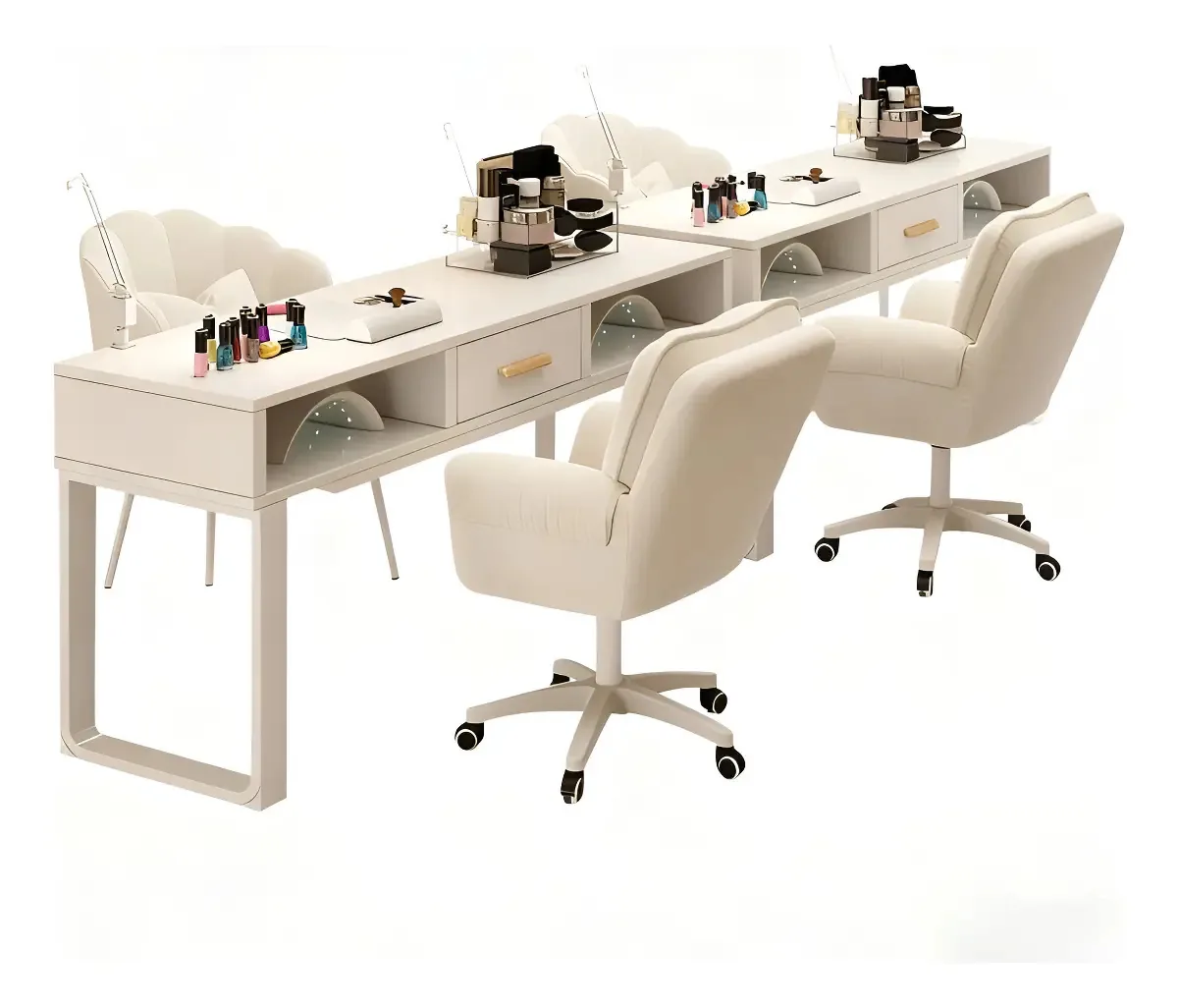 Mesa de manicure funcional elegante: Mdf 120 × 40 × 77,5 cm, cor branca