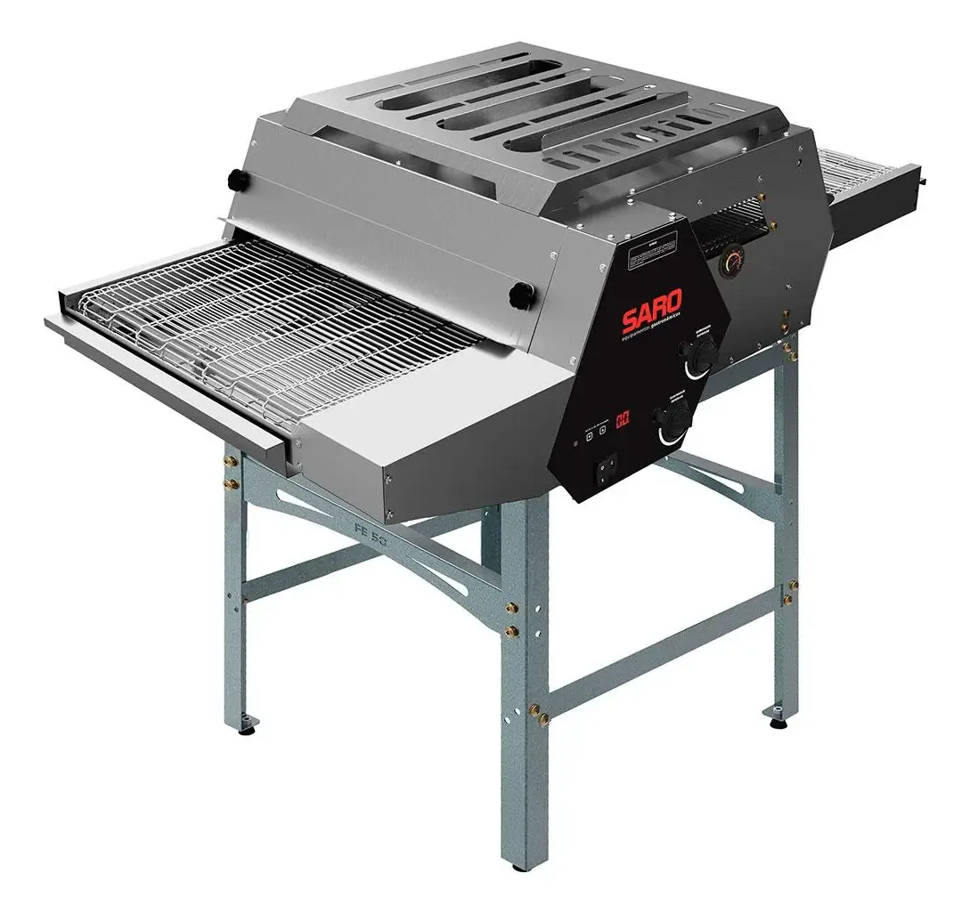 Forno Assador Esteira Saro Inox A Gás Pizzas C/ Base Fe50glp