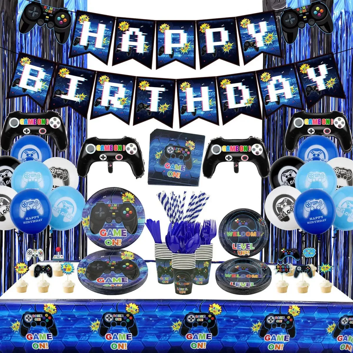 Kit de Suprimentos para Festa de Videogame Decoração Inf