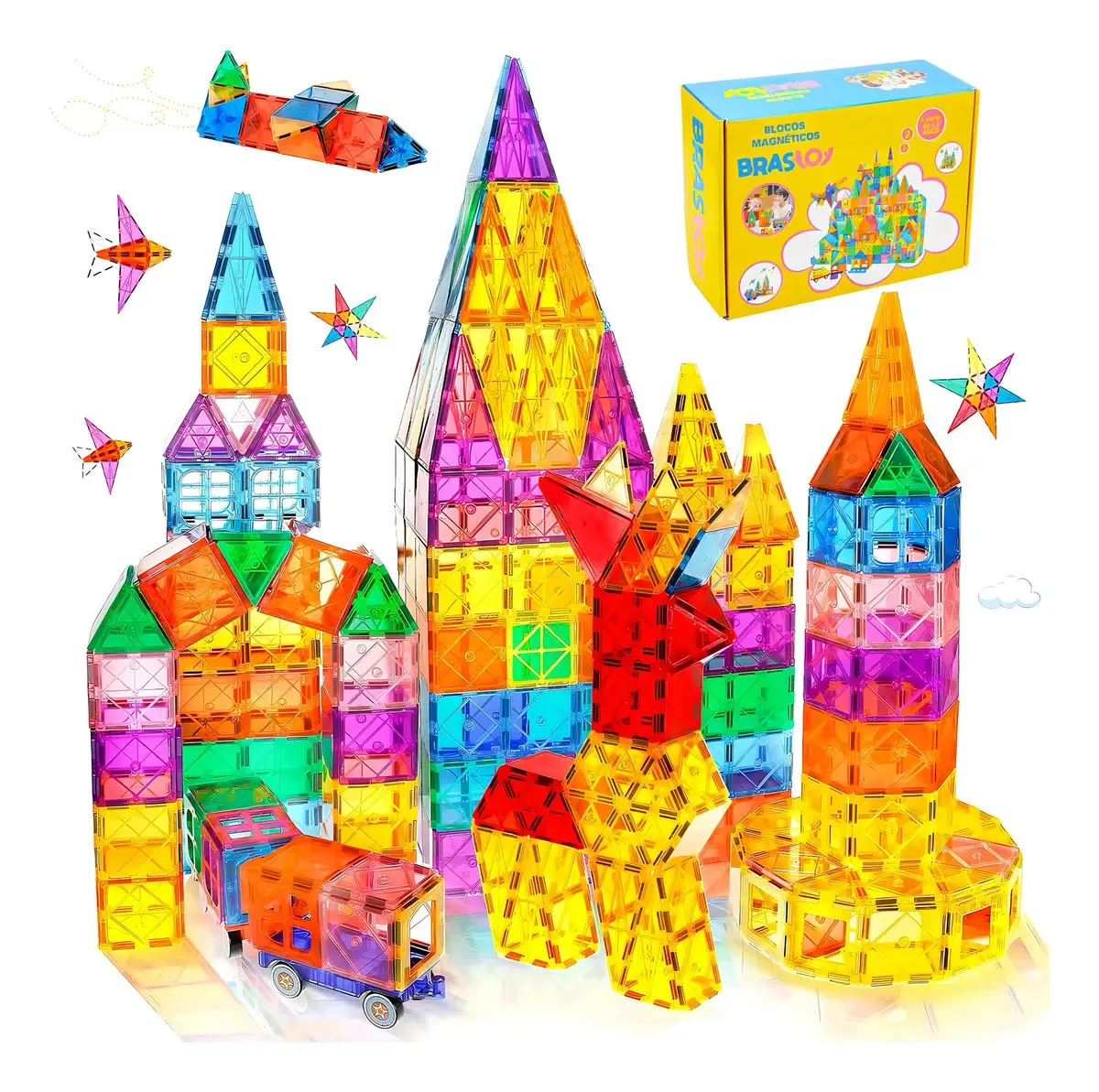 Cadina Blocos De Construção Magnéticos 65 Pecas Brinquedos Educativos Para Crianças