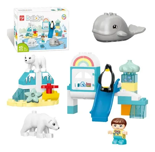 Camewin Blocos Construção Brinquedo Conjunto De Blocos De Montar Oceano Animal 43 Peças