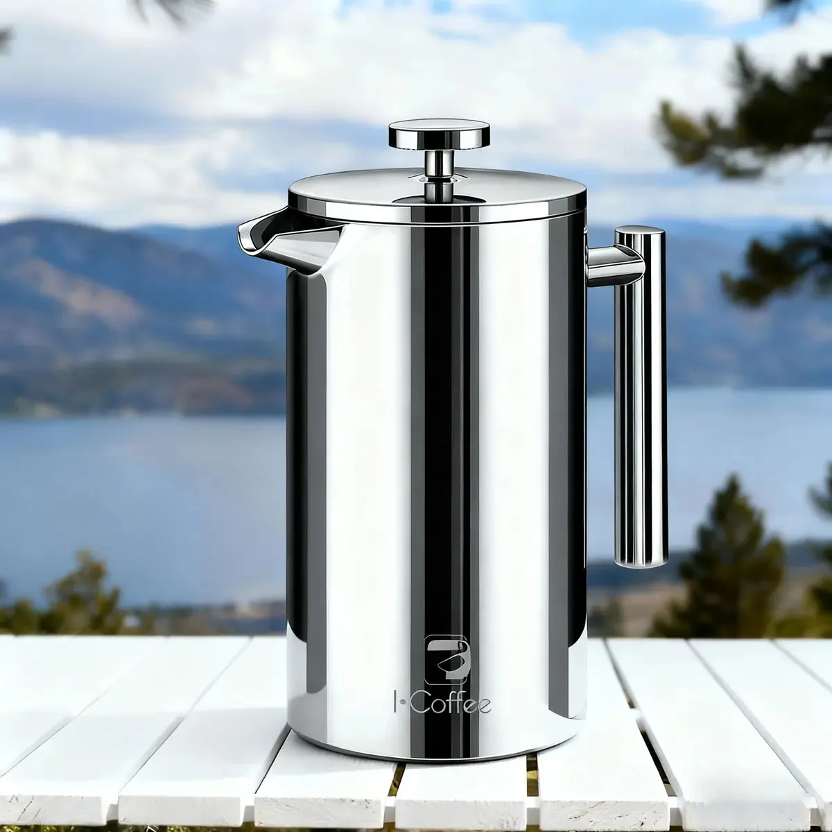 iCoffee Prensa Francesa De Aço Inoxidável Com Três Telas De Filtro Cor Prateado
