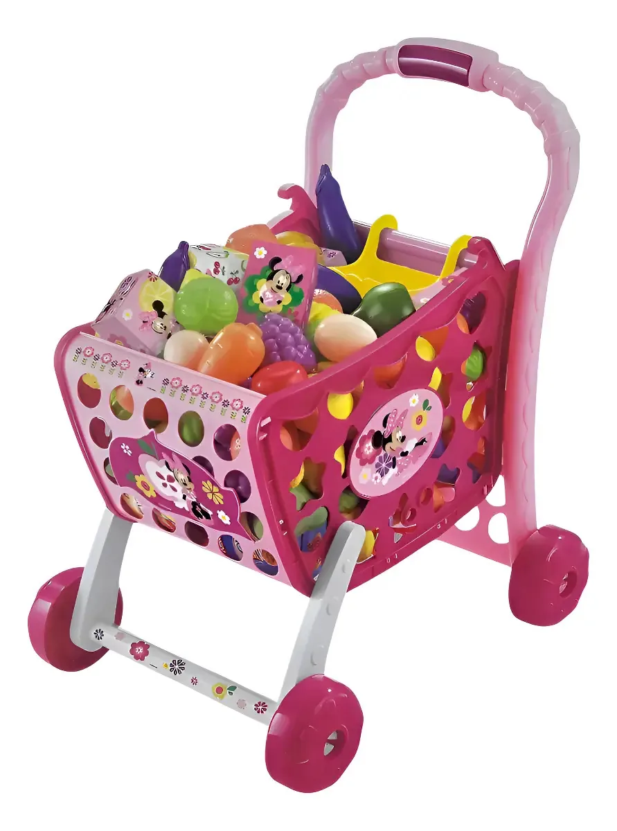Carrinho de compras rosa Minnie Mouse Acessórios de brinquedo rosa