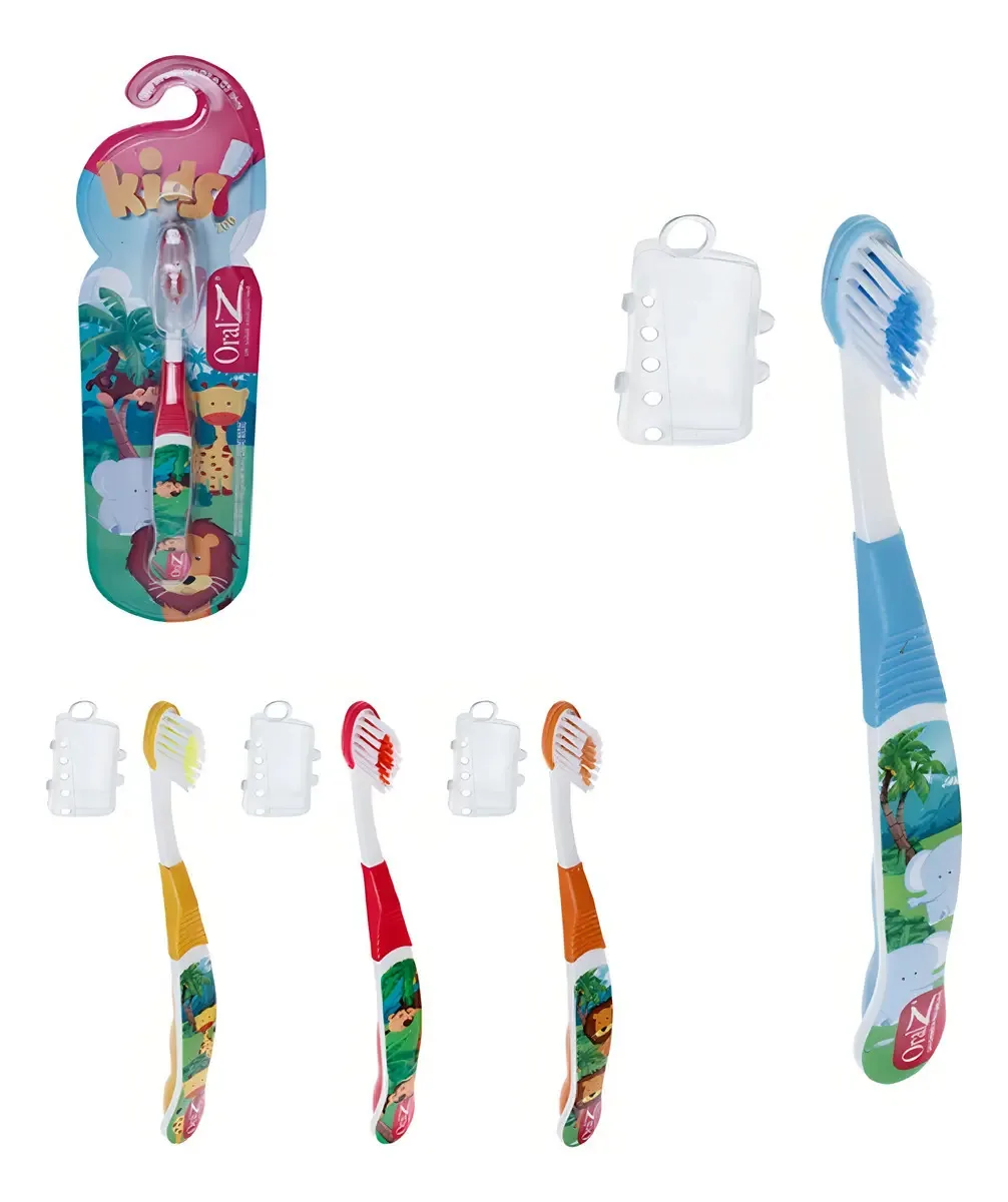 Kit 3 Escova De Dentes Infantil Com Capa Protetora