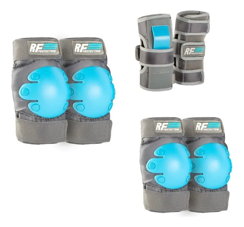Conjunto de proteção de skate Rollerface azul/cinza