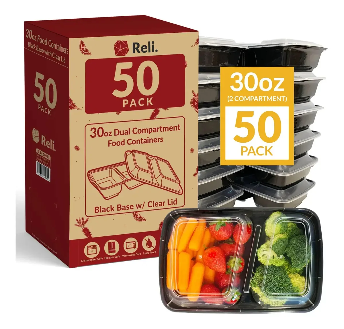 Recipiente para alimentos RELI Reli. 30 floz de cor preta