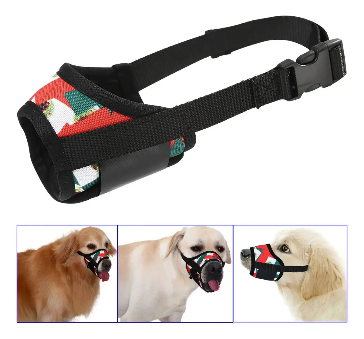 Focinho para cães, focinheiras, nariz comprido, ajustáveis, cor da língua para fora, multicolorido, tamanho L