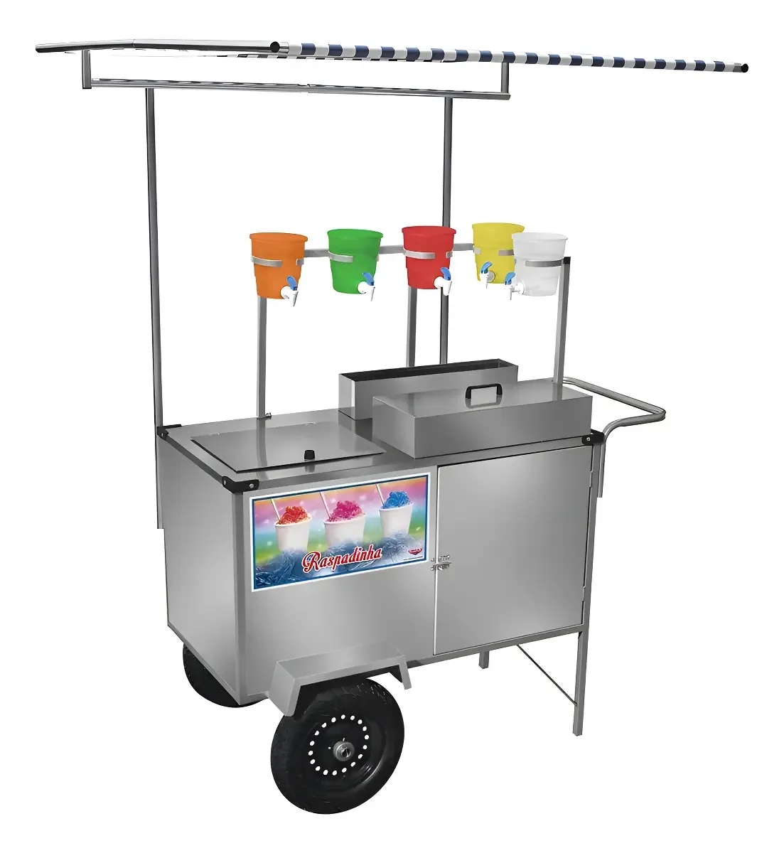 Carrinho Raspadinha Cefaz Inox L31P/T Rodas Pneumáticas Toldo