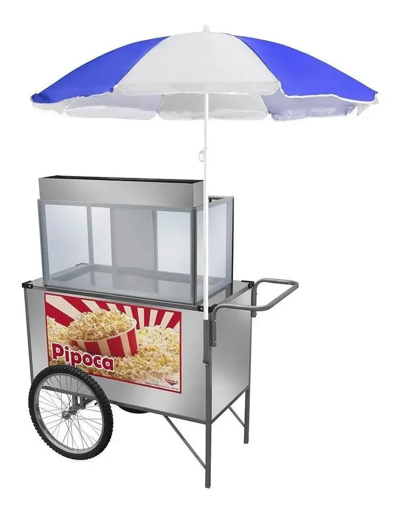 Carrinho De Pipoca Cefaz Inox Com Guarda Sol L32rb/gs