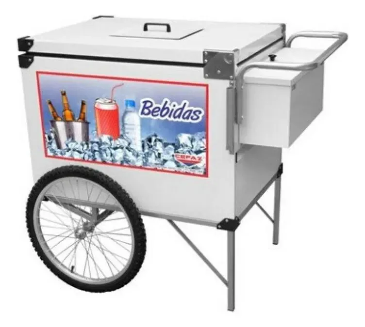 Carrinho De Bebidas Com Rodas De Bicicleta E Guarda Sol
