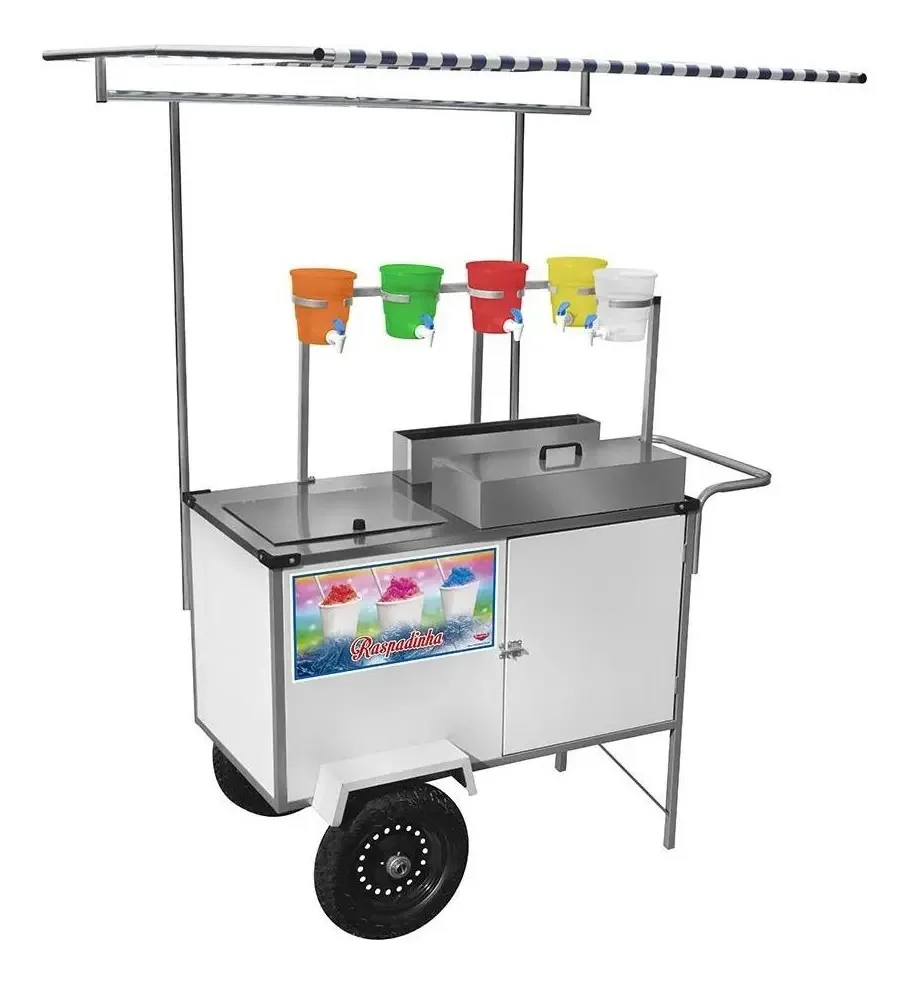 Carrinho Raspadinha Cefaz BL31P/T Branco com Rodas Pneumáticas e Toldo