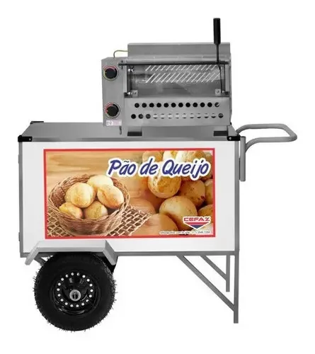 Carrinho P/ Pão De Queijo Branco C/ Toldo - Cefaz